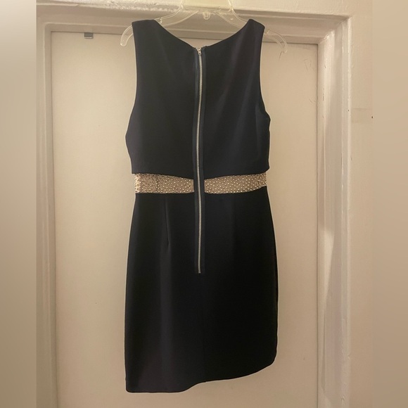 Aqua black dress with sheer pearled waist design size 2 - Picture 8 of 9